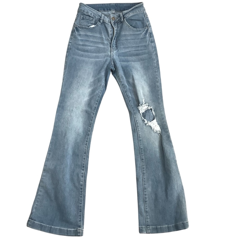 Shein Womens High Rise Stretch Distressed Bootcut Jeans Size 27